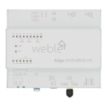 WBox Edge E413-MBUS-LTE — top view, interfaces and M-Bus terminal